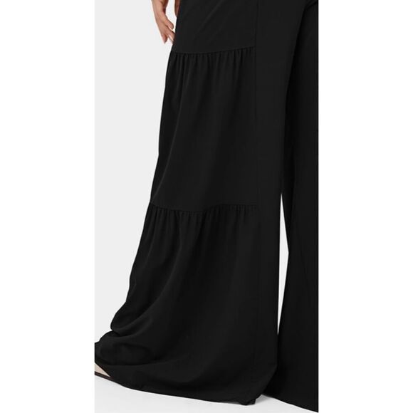 NWT Gorgeous XL High Waisted Black Tie Front/Back Wide Leg Flowy Tiered Pants - Picture 6 of 12